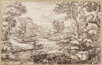K VI 024
<br/>
Rivierlandschap met twee vissers
<br/>
<em>Onofri, Crescenzio (1634-1714)</em>